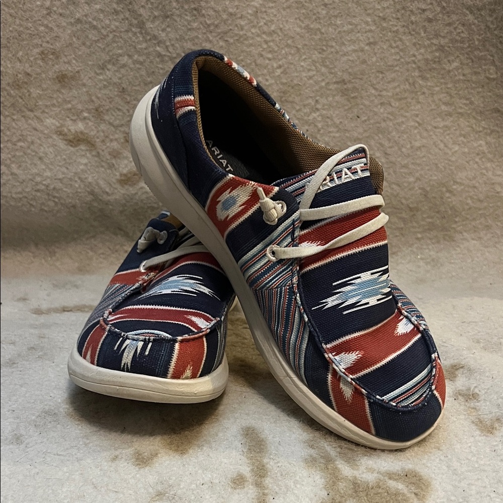 Ariat Red and Blue Patterned Loafers